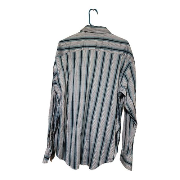 Robert Graham Men's Aqua Vertical Stripe Long Sleeve Shirt With Cuff Accents XXL - Picture 3 of 12